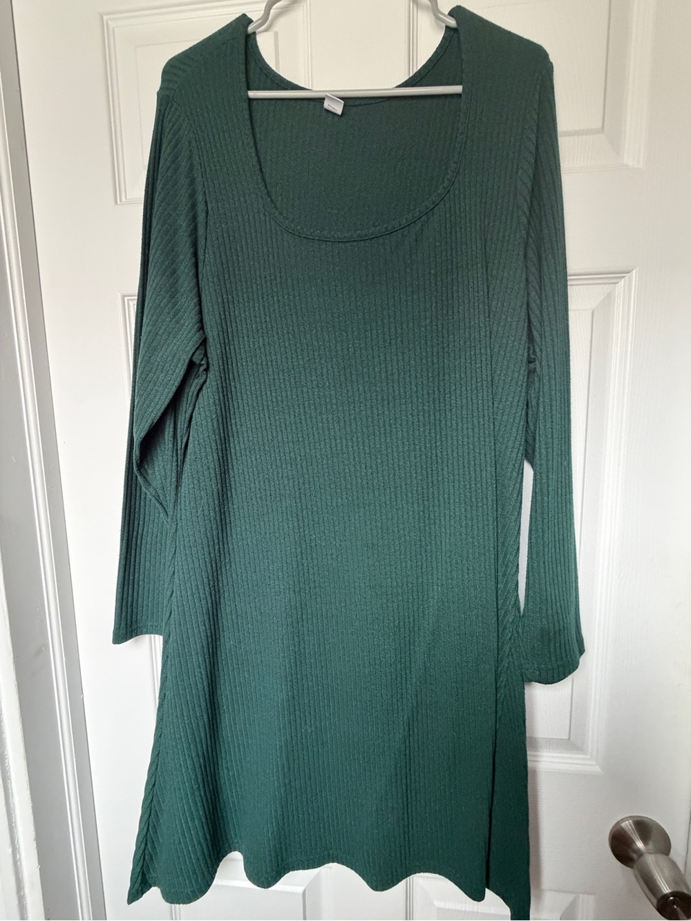 Old Navy Forest Green Ribbed Long Sleeve Scoop Neck Dress